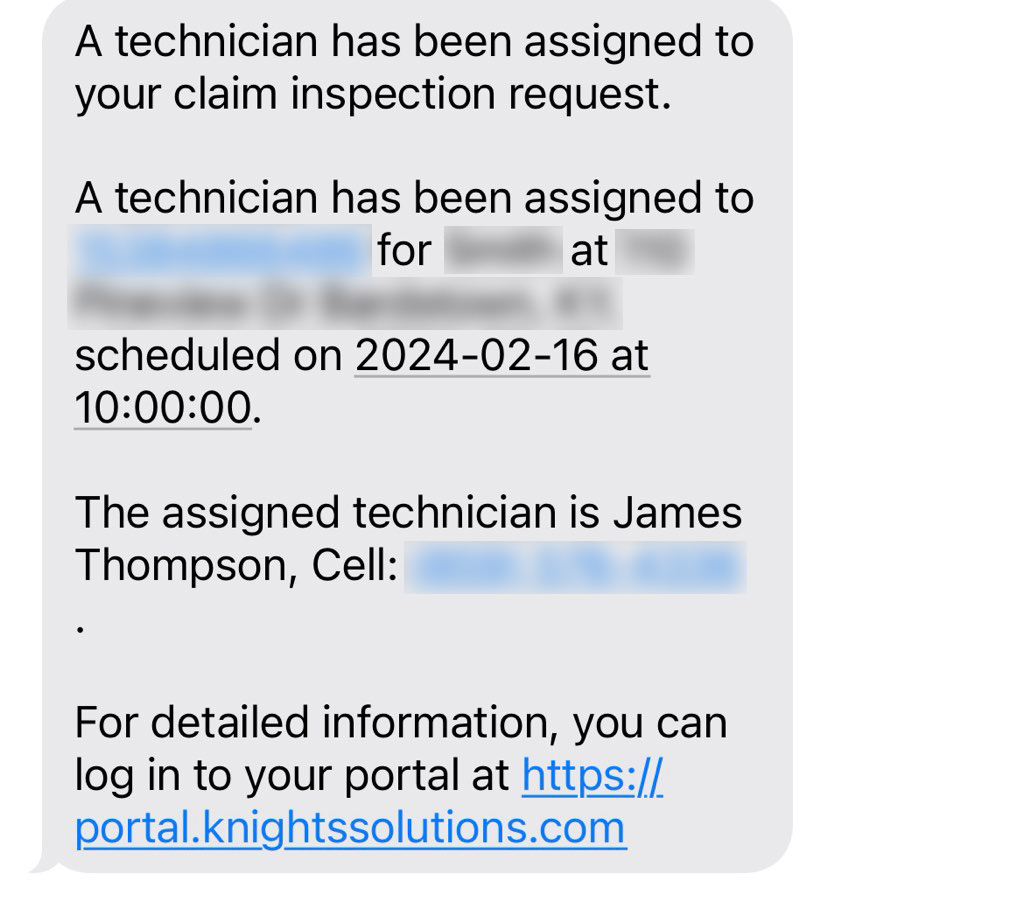 technician assigned notification